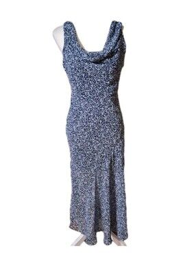 Abercrombie & Fitch S Ditsy Floral Midi Dress Cottage Cowl Neck Chiffon Fairy